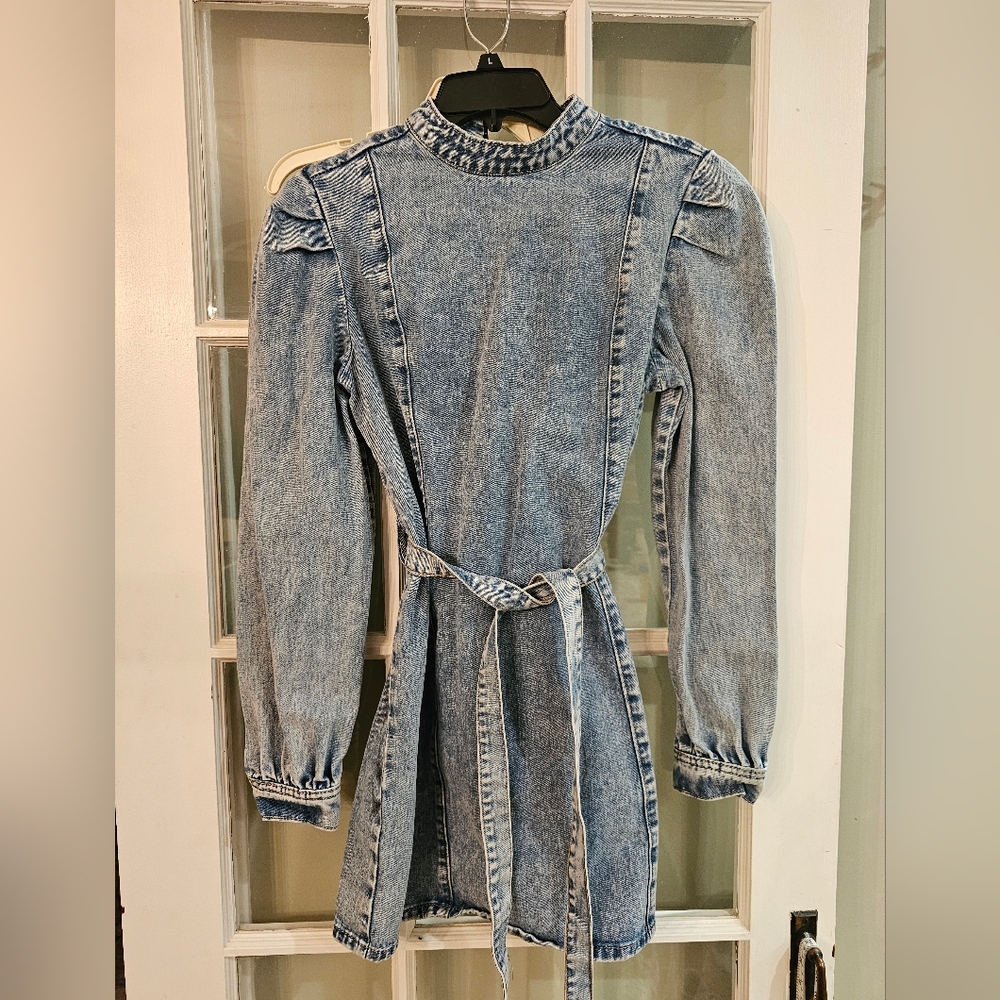 Redial Premium Denim Collection Denim Long Sleeve Dress - Picture 1 of 5